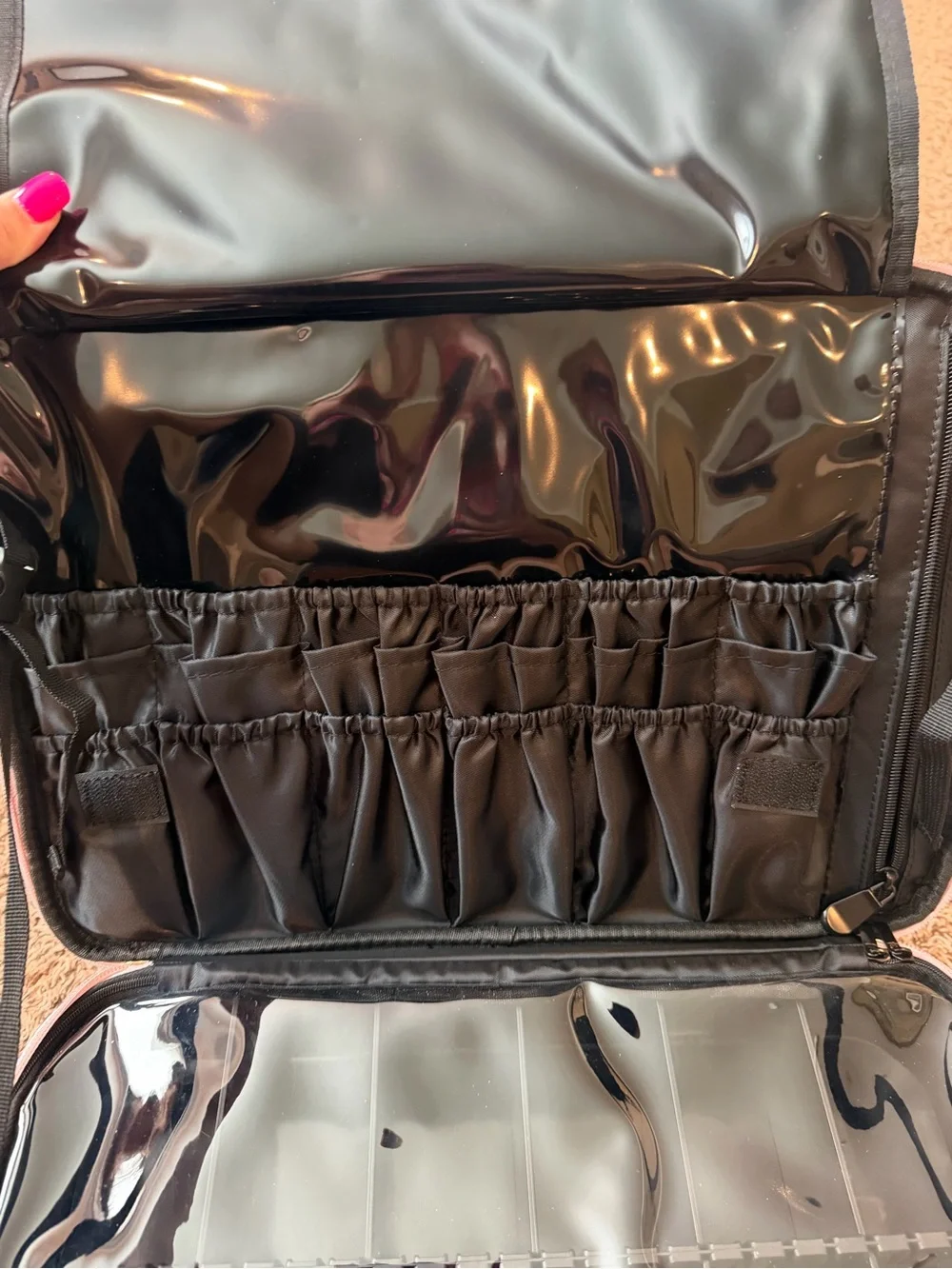 Young Nails Iridescent Pink Nail/Makeup Train Case